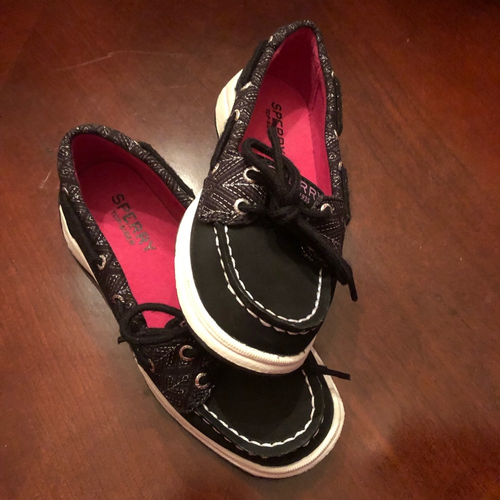 Girls Black Sperry